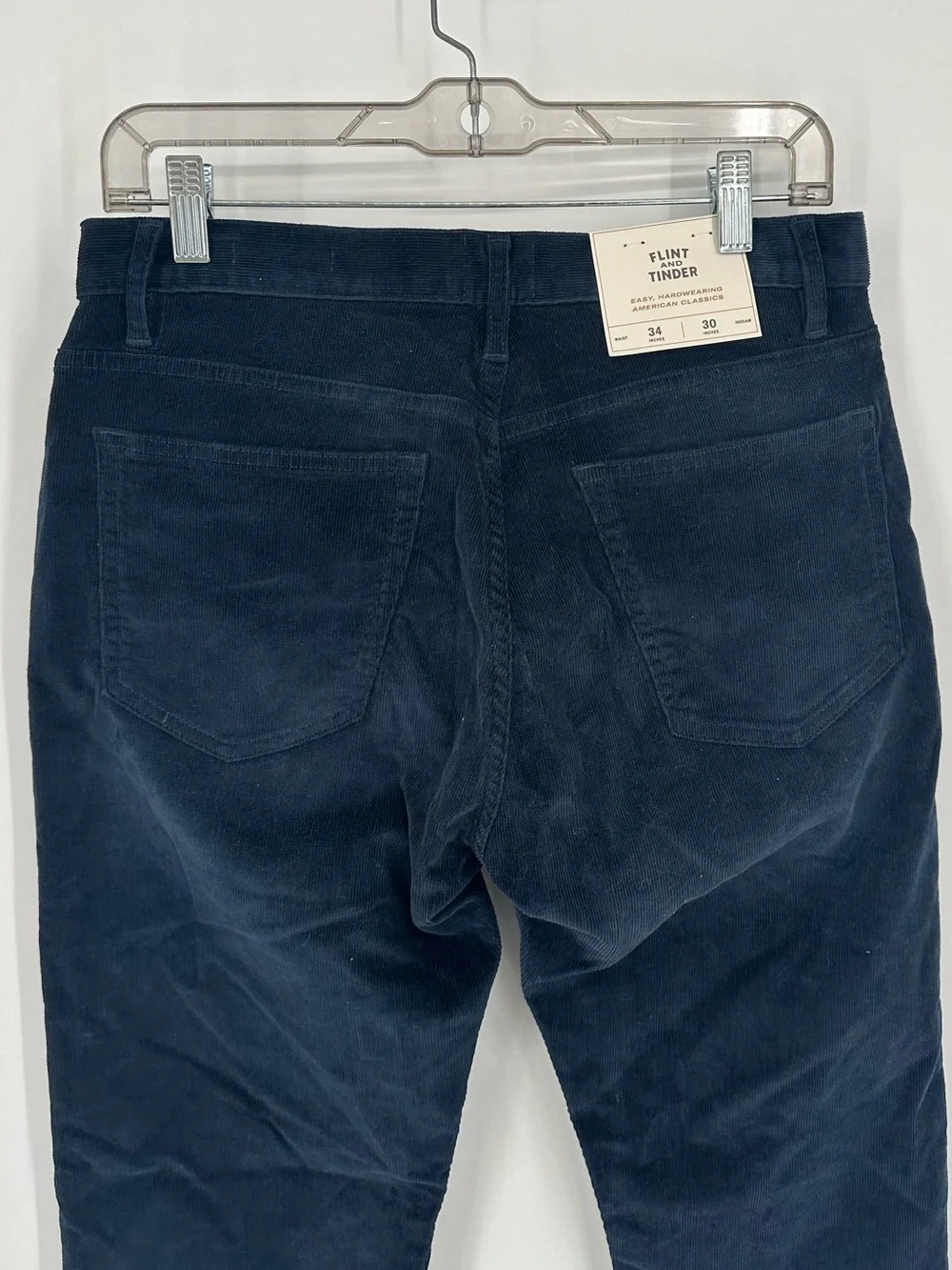 Flint and Tinder Slim Fit Corduroy Pants Size 34 x 30 Navy Blue Classic NWT